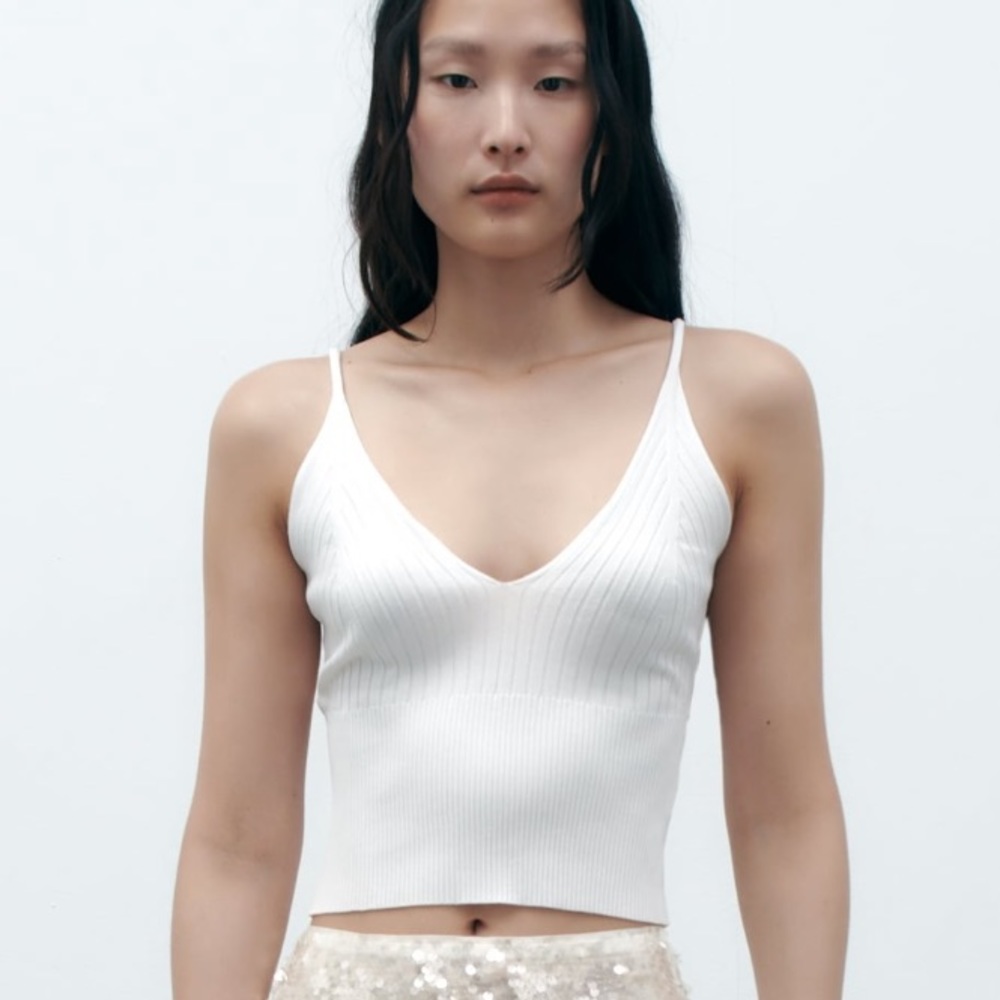 NWT! Zara V-neck Rib Top - Size M